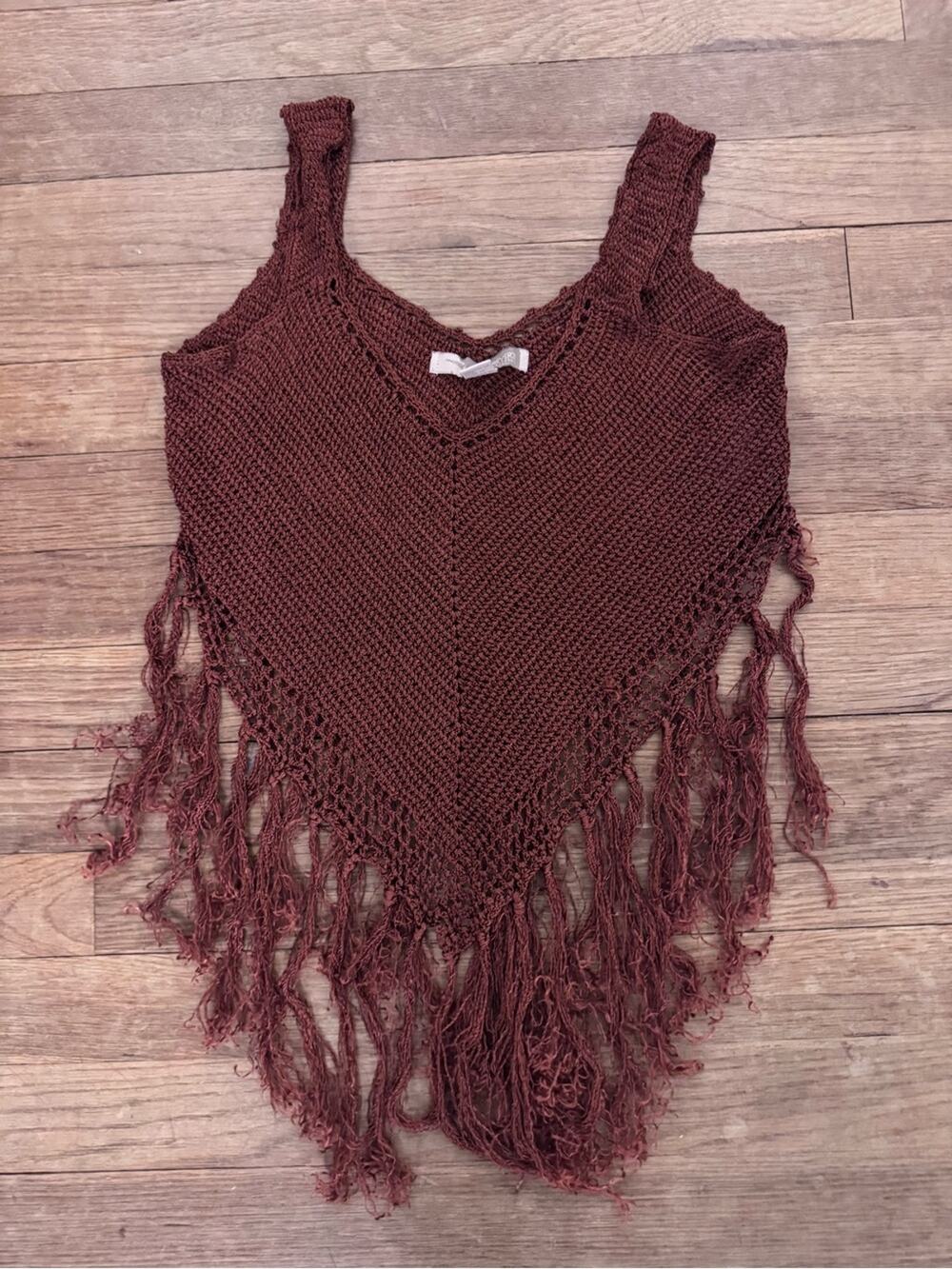 Forever 21 Women's Burnt Orange Knit Fringe Tank Top - Size S
b76